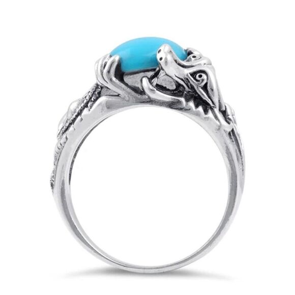 Sterling Silver Turquoise Dragon Ring New - Picture 3 of 4